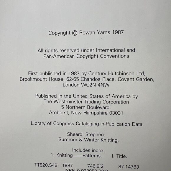 1987 ROWAN'S SUMMER & WINTER KNITTING HARDCOVER BOOK BY STEPHEN SHEARD VTG GIFT - Picture 6 of 6